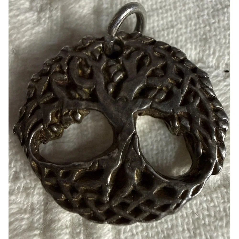 Sterling Silver 999 Celtic Tree Of Life Thick Heavy Pendant Marked CS Or FS